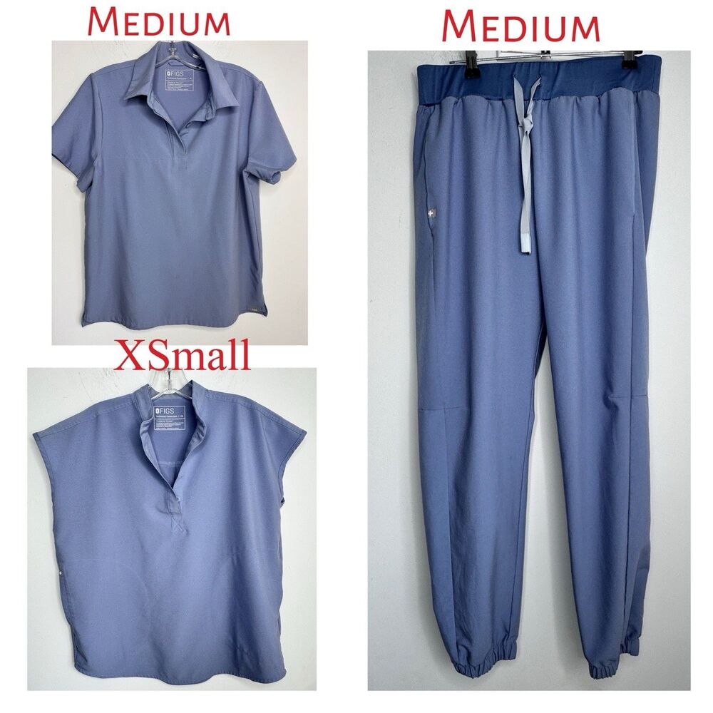 Figs Technical Collection Scrub Set (3 Pieces) Medium & xS Vapor Blue Zamora
